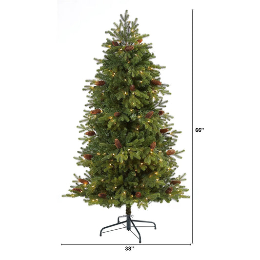 Yukon Mountain Fir Christmas Tree by Nearly Natural with 250 lights and pine cones on Tampa Home & Garden Store