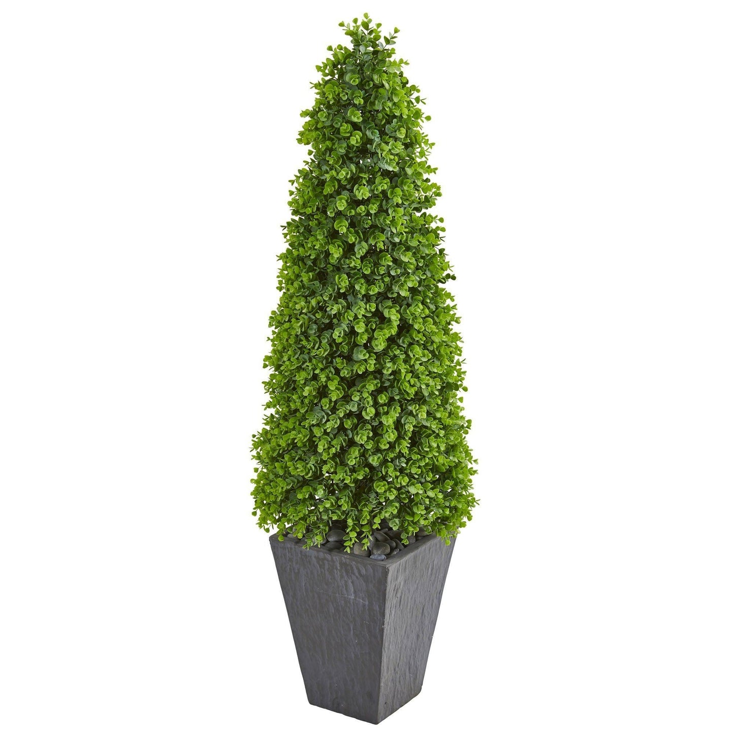 57-inch Nearly Natural artificial eucalyptus topiary in slate planter on Tampa Home & Garden Store