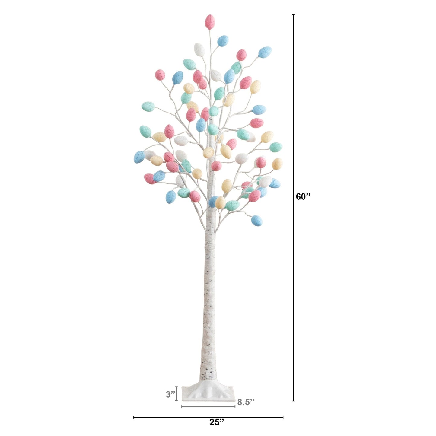 5 ft Nearly Natural pre-lit Easter twig tree with 72 pastel egg-shaped LED ornaments on trunk on Tampa Home & Garden Store
