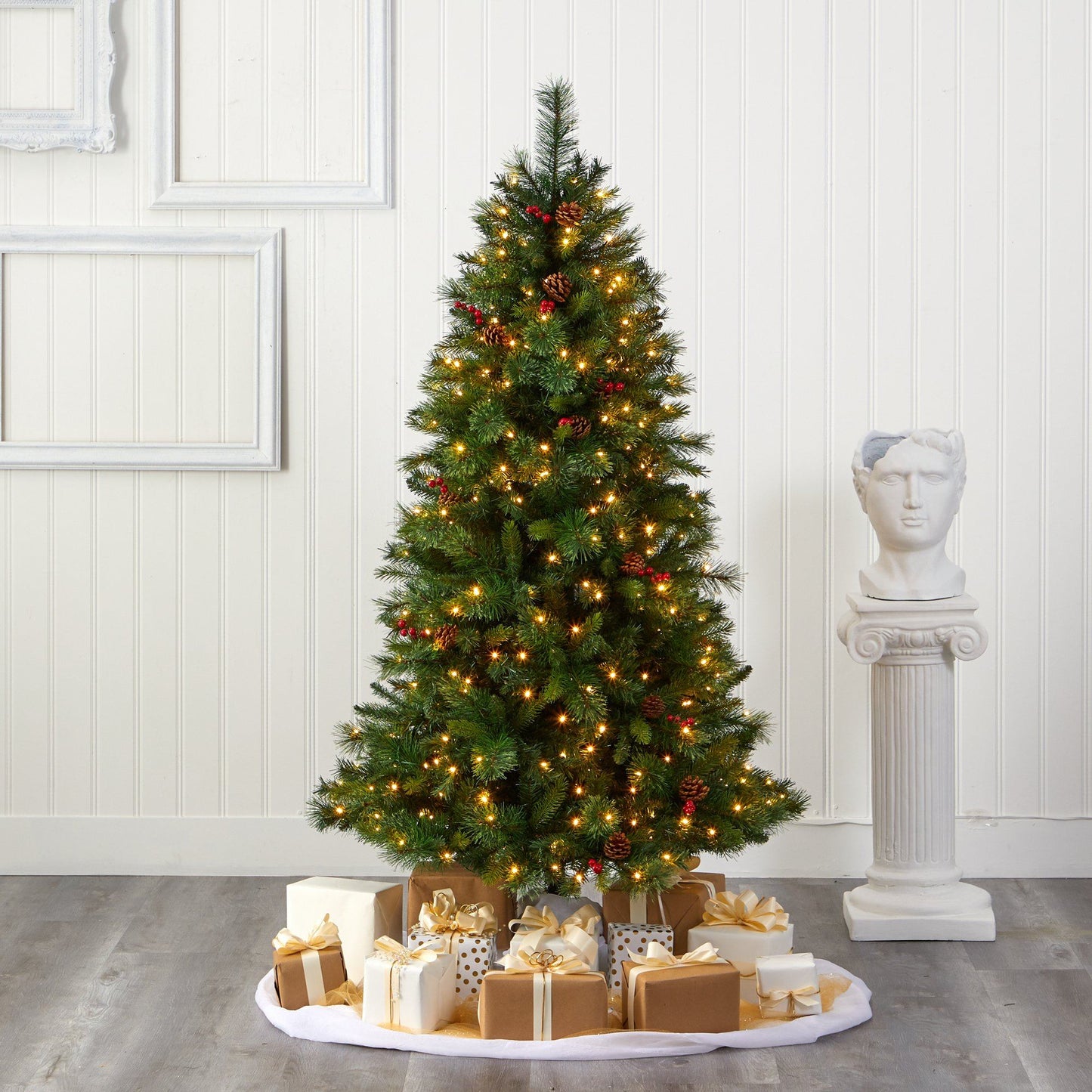 Artificial Spruce Tree With Pine Cones And Lights