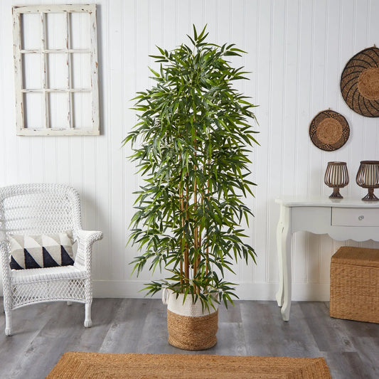 Artificial Bamboo Tree in jute cotton basket by Nearly Natural on Tampa Home & Garden Store