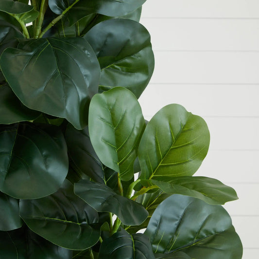 6 ft artificial fiddle leaf fig tree Nearly Natural green leaves close-up on Tampa Home & Garden Store