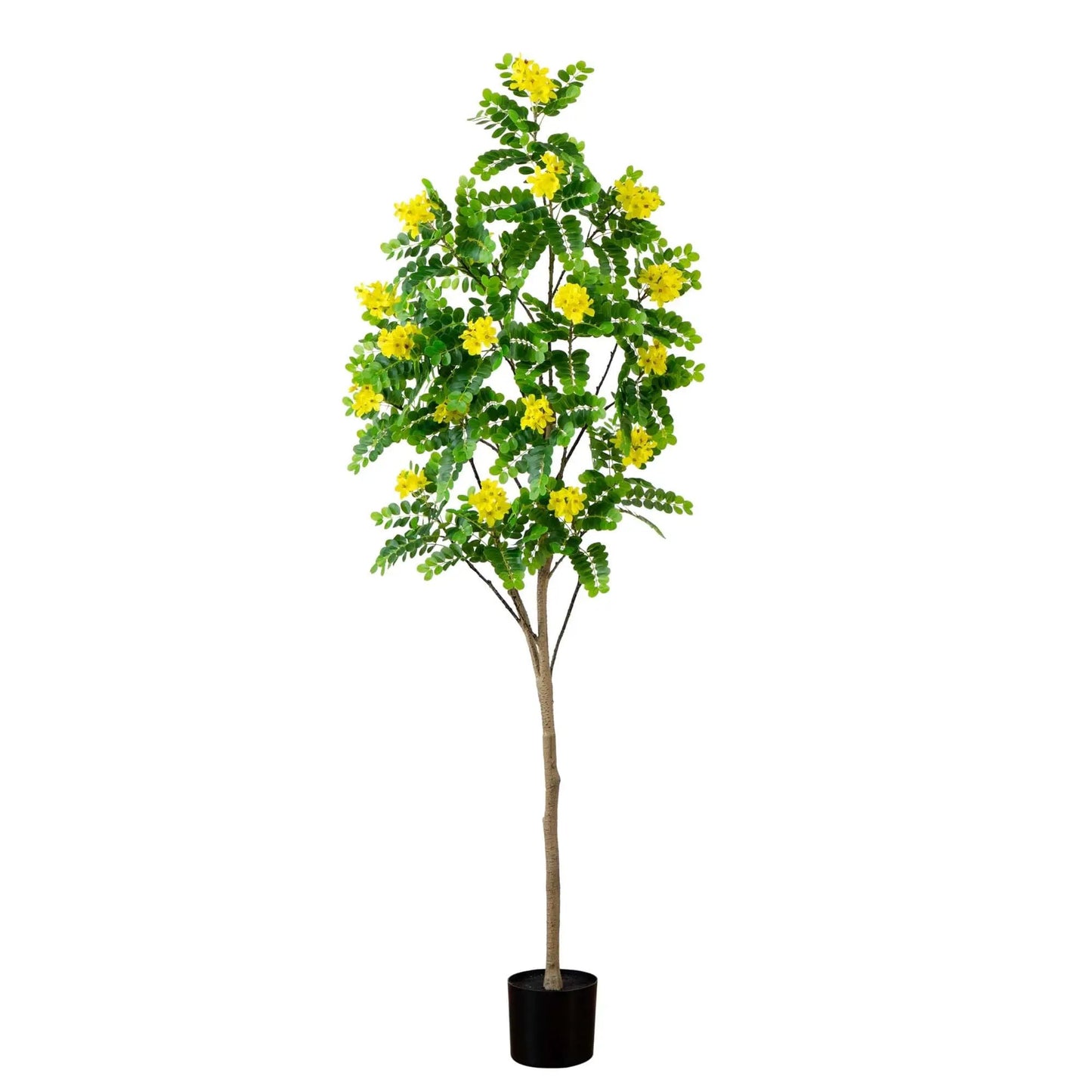 6' Artificial Citrus Tree with Real Touch Leaves in black pot, foliage and yellow blossoms on Tampa Home & Garden Store