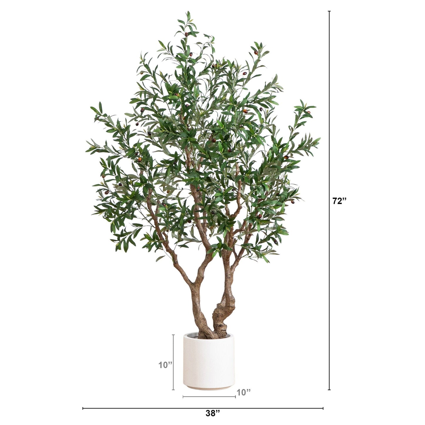Artificial Olive Tree in White Decorative Planter