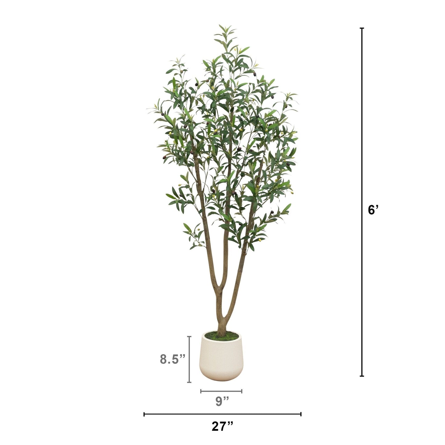 6 ft artificial olive tree in white decorative planter Nearly Natural on Tampa Home & Garden Store