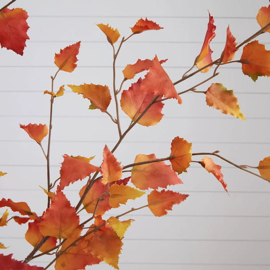 Autumn Birch Artificial Fall Tree Decor with orange red leaves by Nearly Natural on Tampa Home & Garden Store