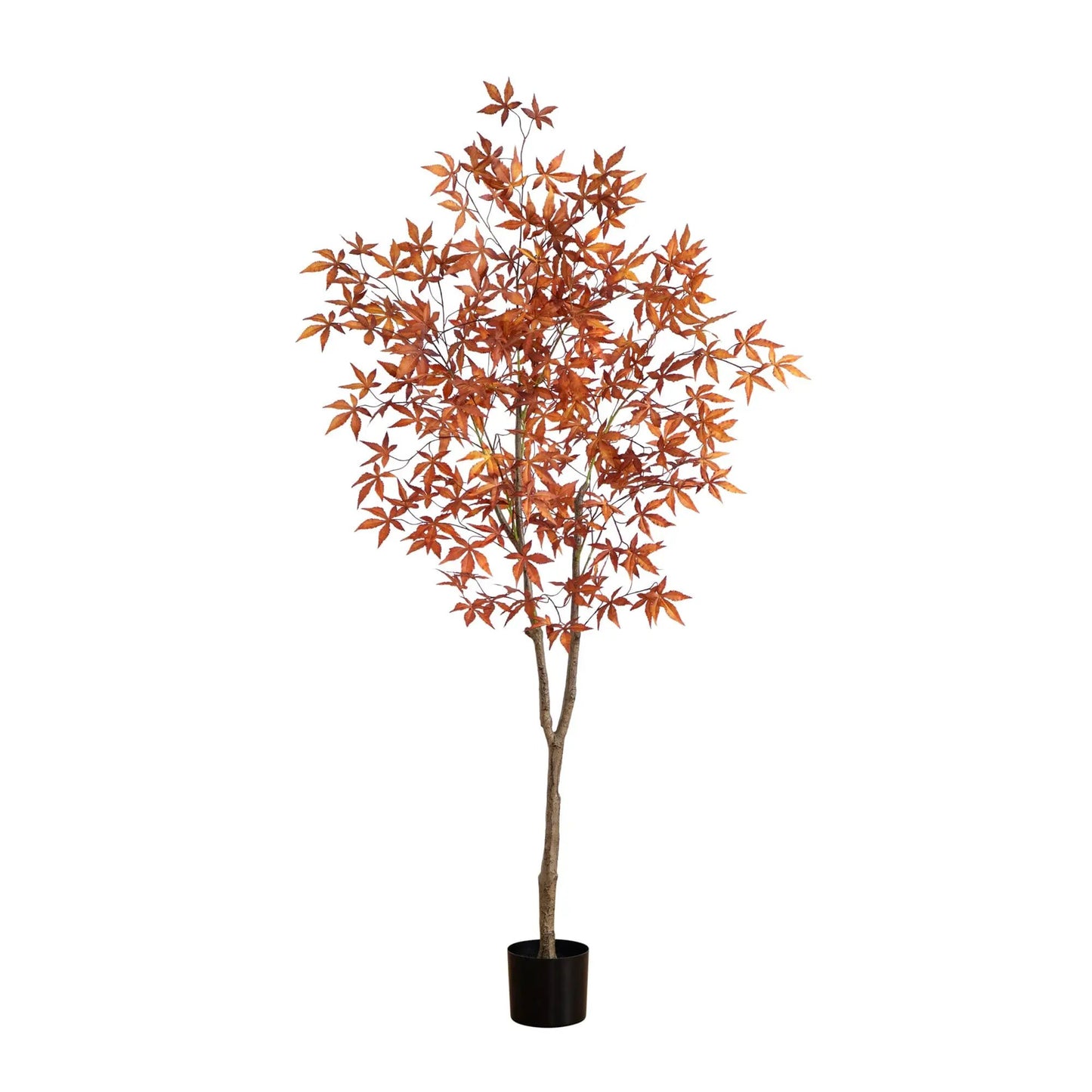 Autumn Japanese Maple artificial tree, 6 ft, Nearly Natural, orange-red leaves in black planter on Tampa Home & Garden Store