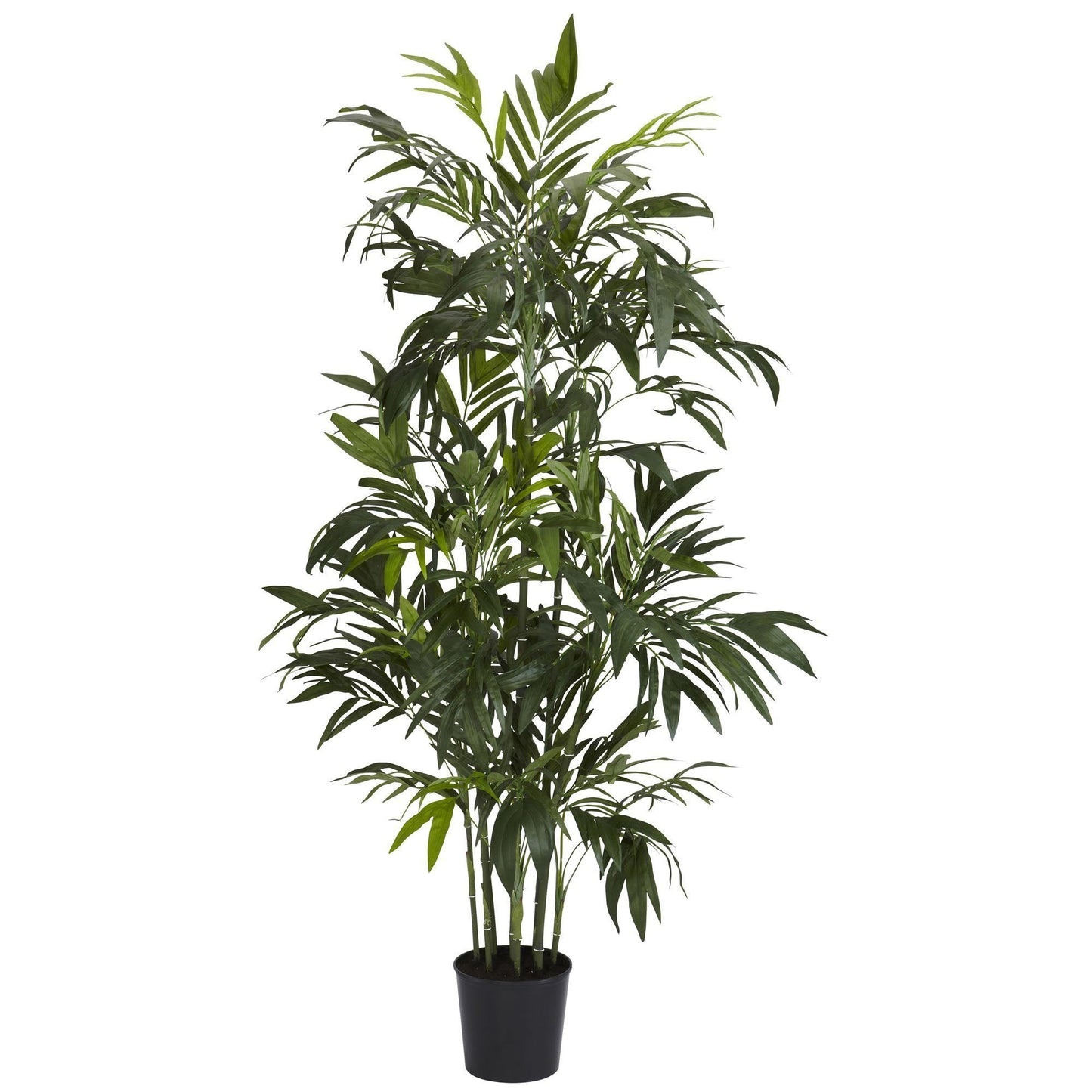 Six foot tall silk green bamboo palm tree in black planter Nearly Natural artificial tree on Tampa Home & Garden Store