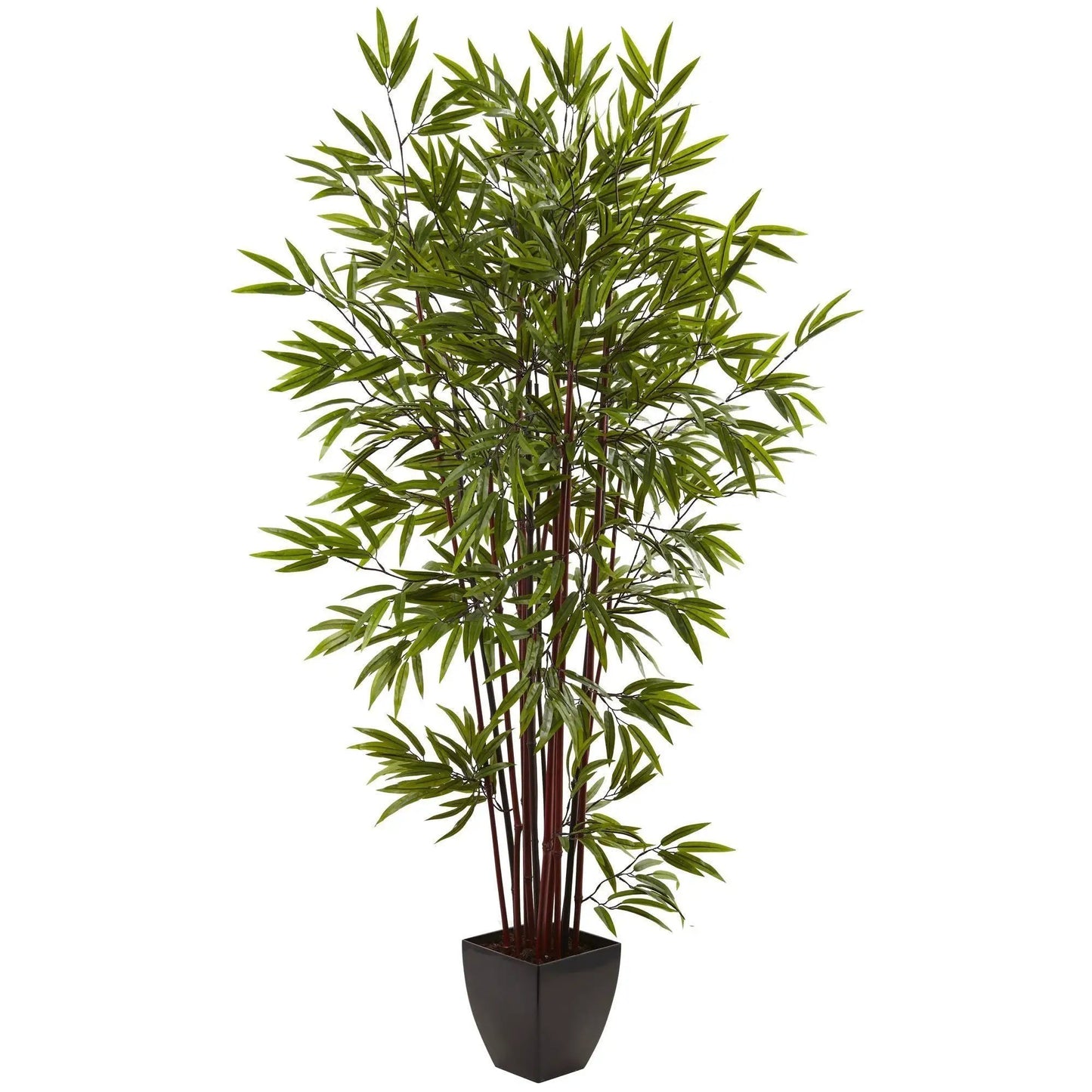 Six Foot Bamboo Silk Tree with Planter Nearly Natural green leaves brown stems on Tampa Home & Garden Store