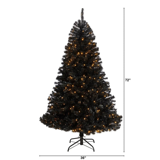 6’ Black Artificial Christmas Tree with 400 Clear LED Lights and 1036 Tips - Tampa Home & Garden Store