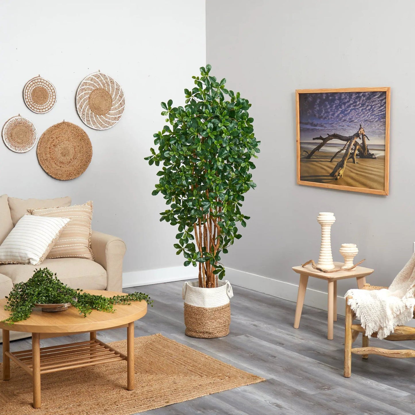 6 ft Black Olive Artificial Tree in Jute Planter with lush green leaves on Tampa Home & Garden Store