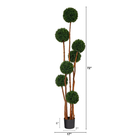 Nearly Natural 6 ft boxwood ball topiary tree with natural trunk indoor/outdoor on Tampa Home & Garden Store