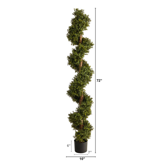 6’ Boxwood Topiary Spiral Artificial Tree (Indoor/Outdoor) - Tampa Home & Garden Store