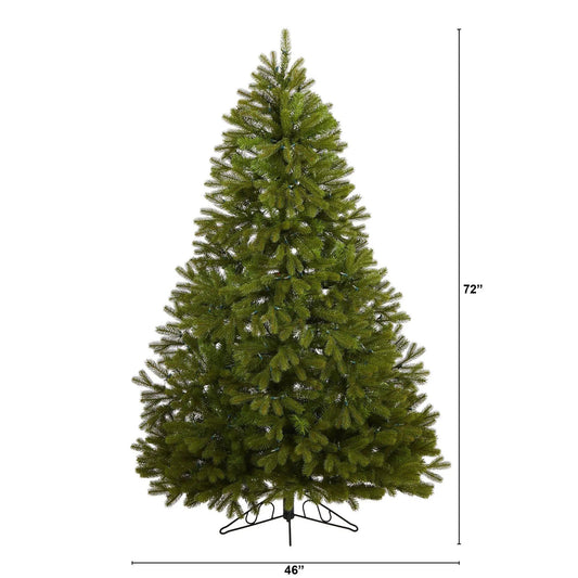 6' Cambridge Spruce Flat Back Artificial Christmas Tree with 350 Warm White (Multifunction) LED Lights and 642 Bendable Branches - Tampa Home & Garden Store