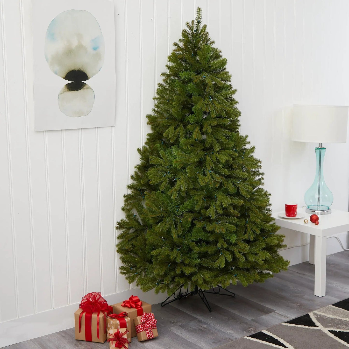 Cambridge Spruce Flat Back Christmas Tree 6 ft green artificial tree with bendable branches on Tampa Home & Garden Store