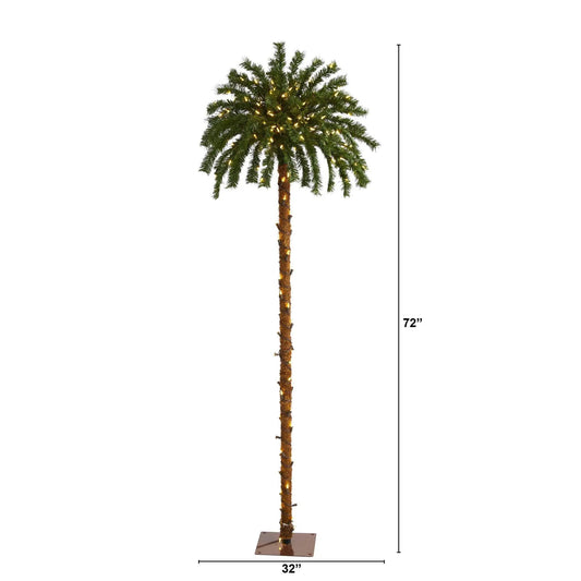6 ft Christmas Palm Tree Nearly Natural artificial tree with 200 warm white LED lights on Tampa Home & Garden Store