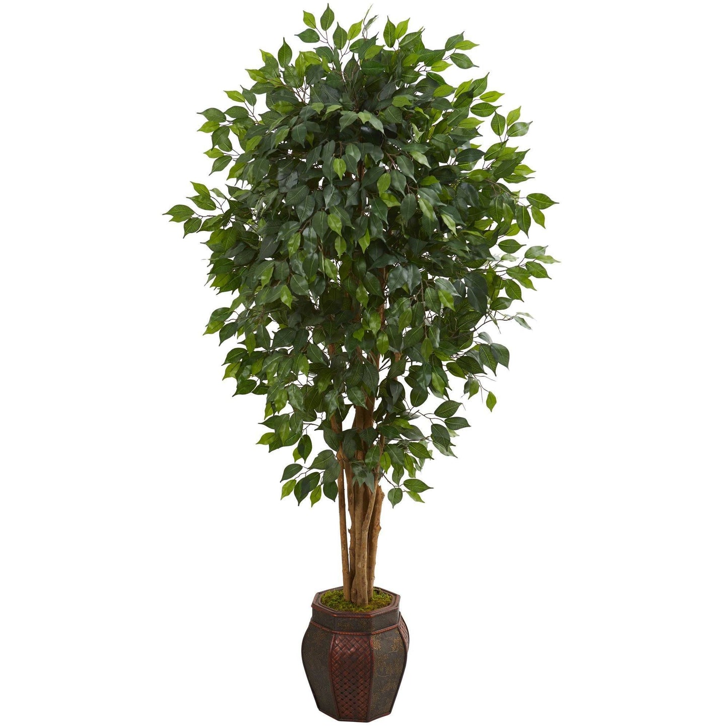 6 ft Ficus artificial tree in decorative planter, lush green leaves, Nearly Natural on Tampa Home & Garden Store