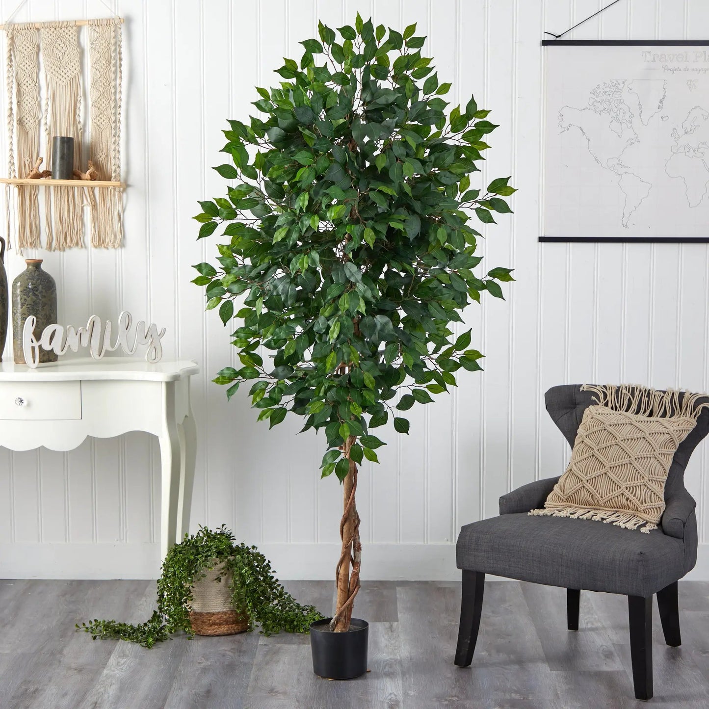 6 ft ficus artificial tree by Nearly Natural in nursery planter with lush green leaves on Tampa Home & Garden Store