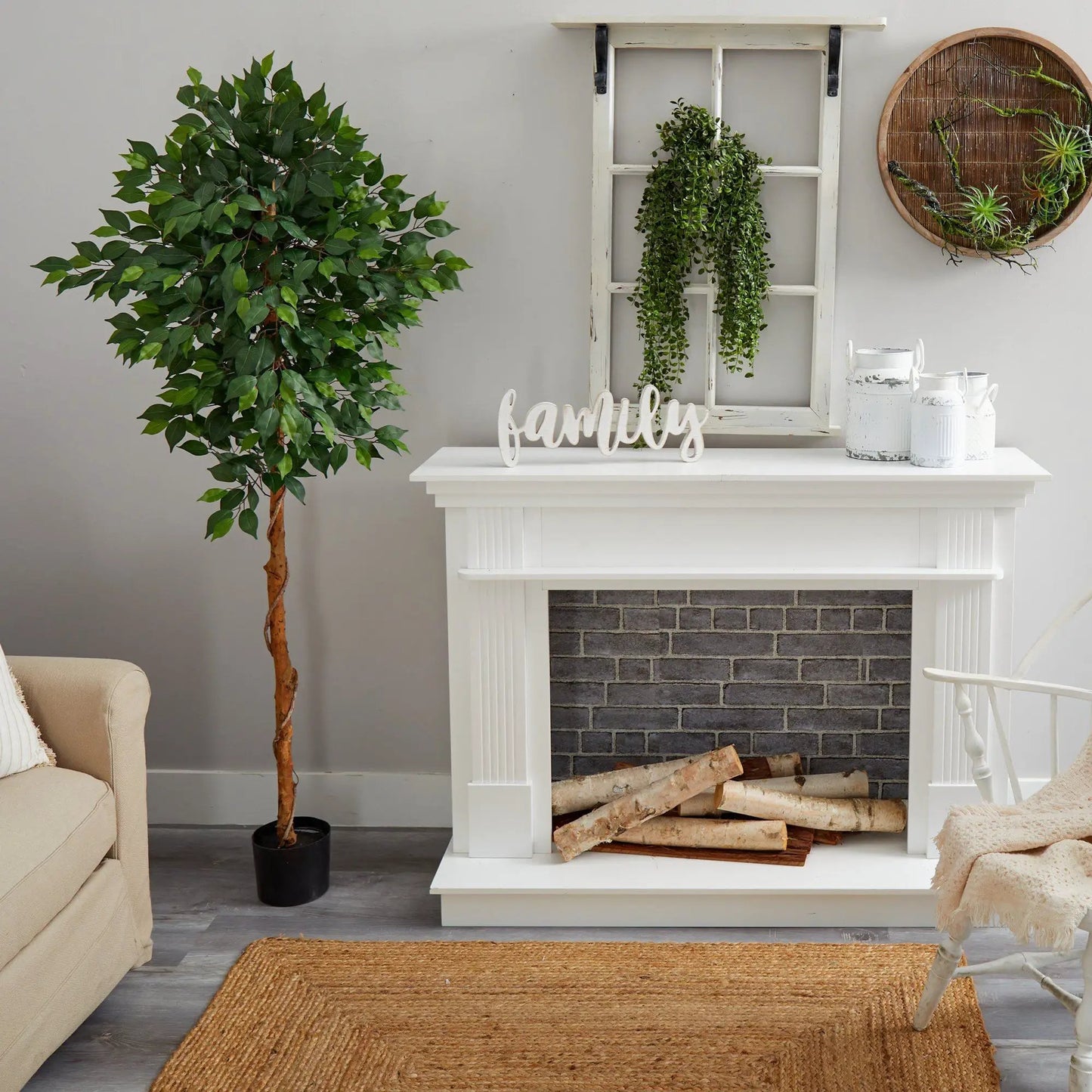 6 ft Artificial Ficus Tree with black planter by Nearly Natural on Tampa Home & Garden Store