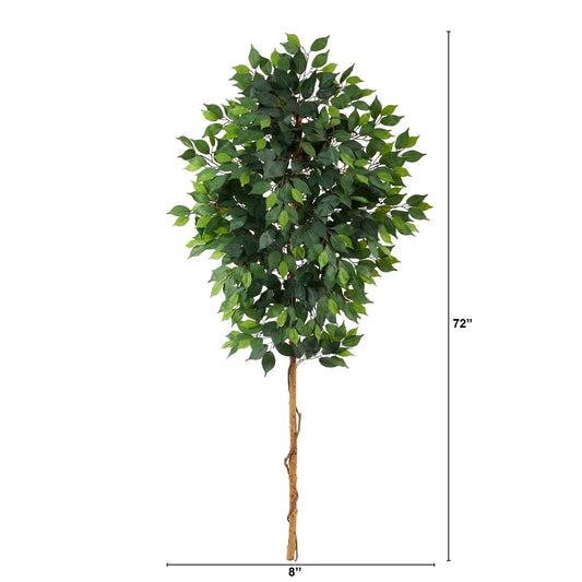 6 ft Nearly Natural Ficus Artificial Tree Bendable No Pot green foliage on Tampa Home & Garden Store