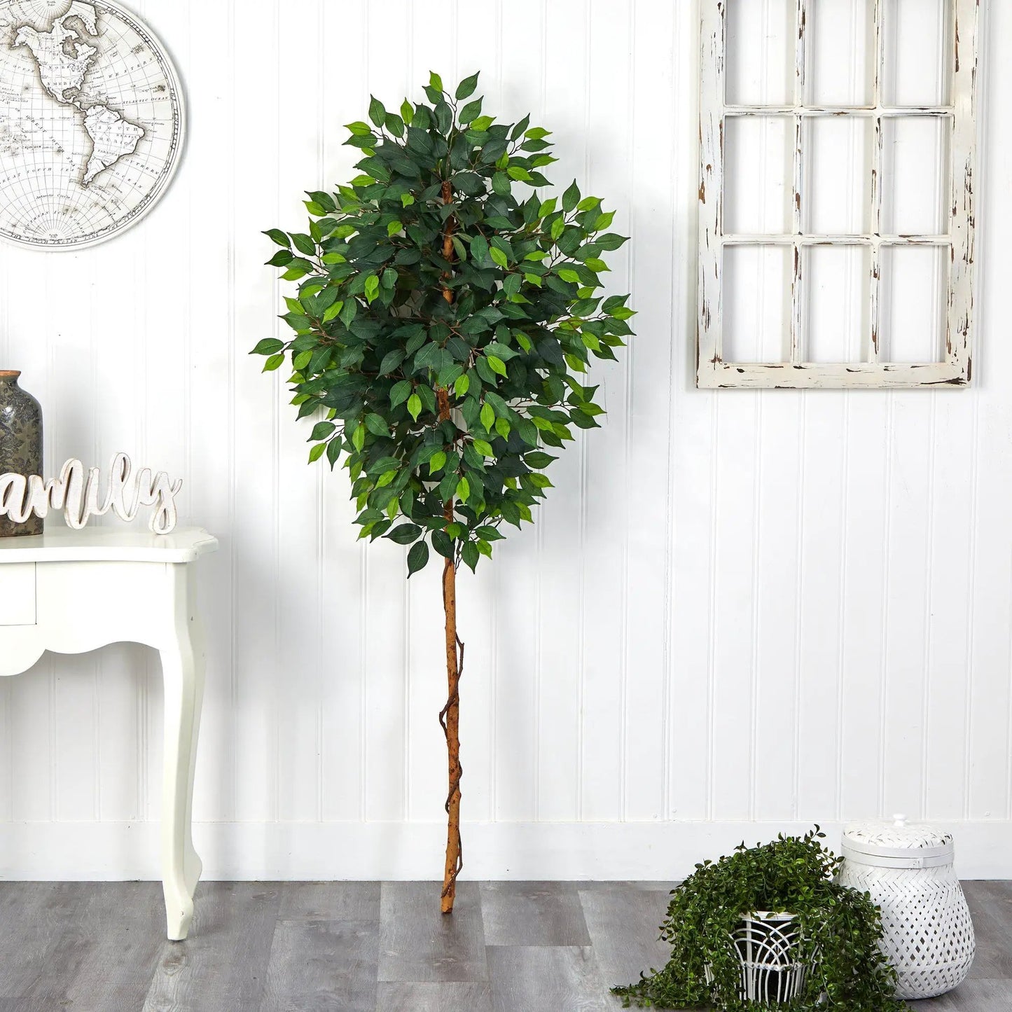Nearly Natural 6 ft Ficus artificial tree without pot with bendable branches, green leaves on Tampa Home & Garden Store
