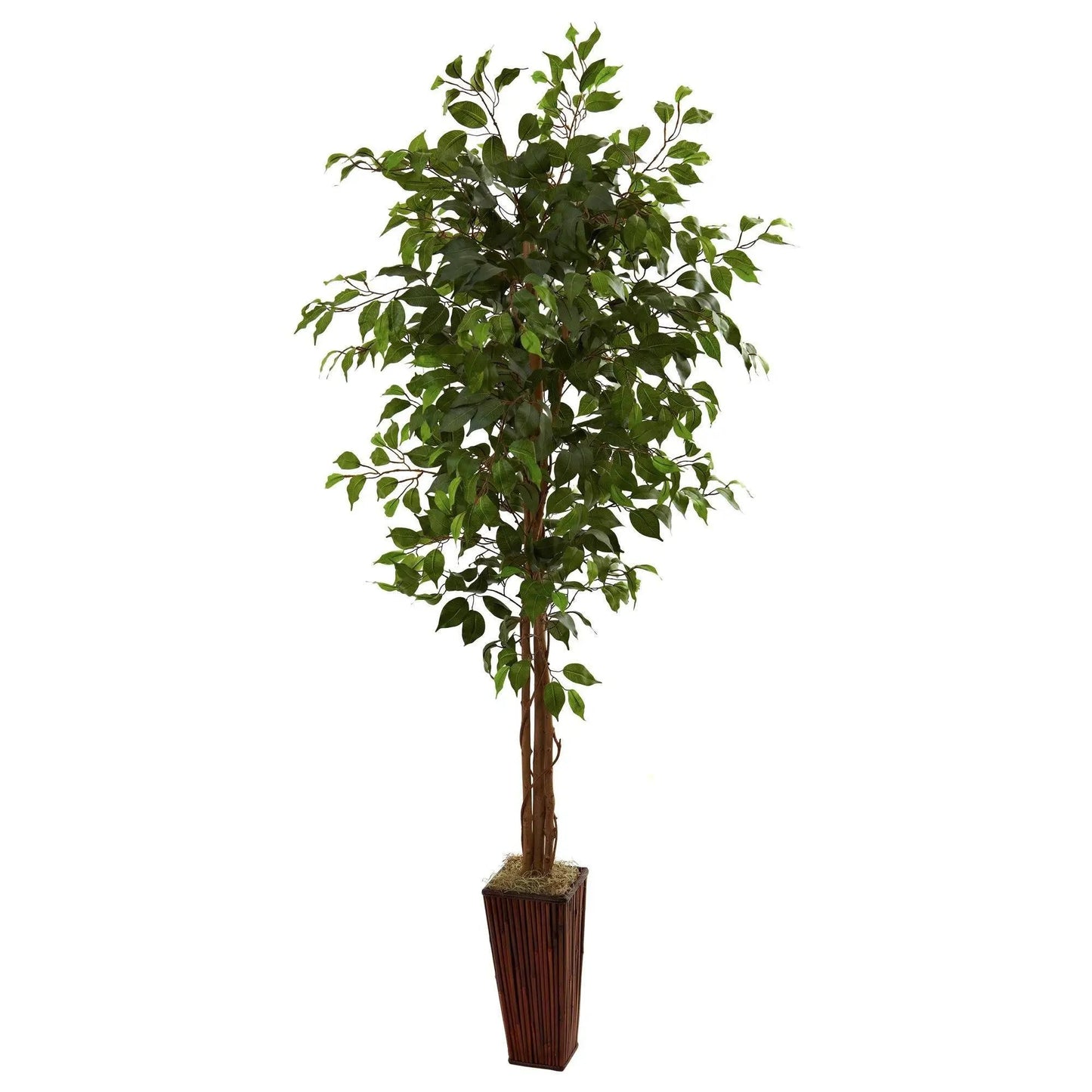 Ficus Tree in bamboo planter, 6ft indoor Nearly Natural artificial tree on Tampa Home & Garden Store