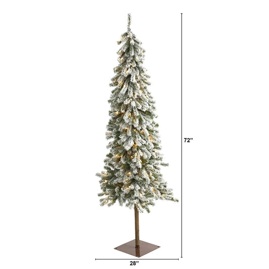 6’ Flocked Alpine Artificial Christmas Tree with 200 Lights and 580 Bendable Branches - Tampa Home & Garden Store