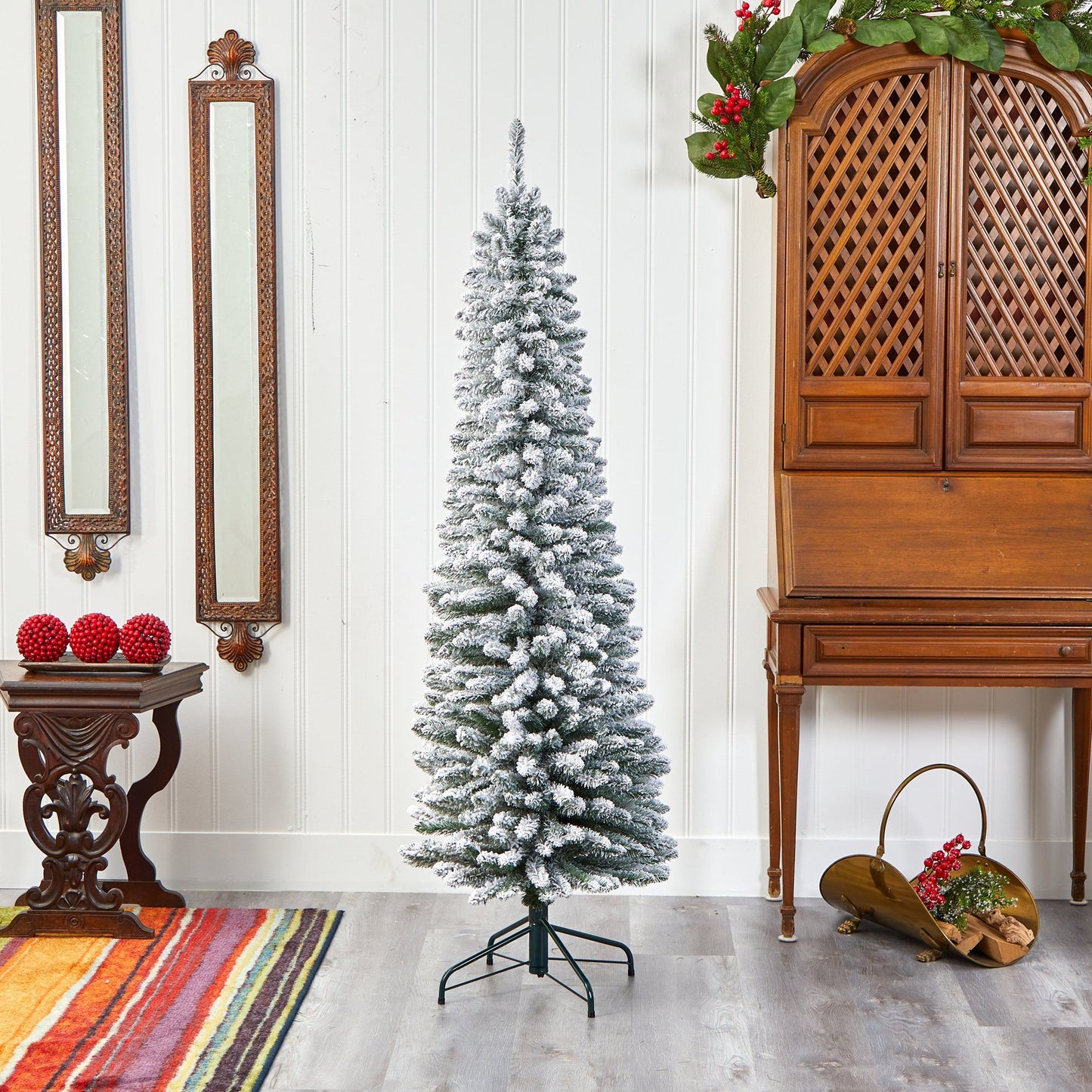 Árbol de Navidad artificial flocado de 6' con 438 ramas moldeables