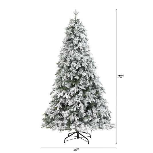 Flocked Vermont Pine artificial Christmas tree 72-in tall with 300 LED lights Nearly Natural on Tampa Home & Garden Store