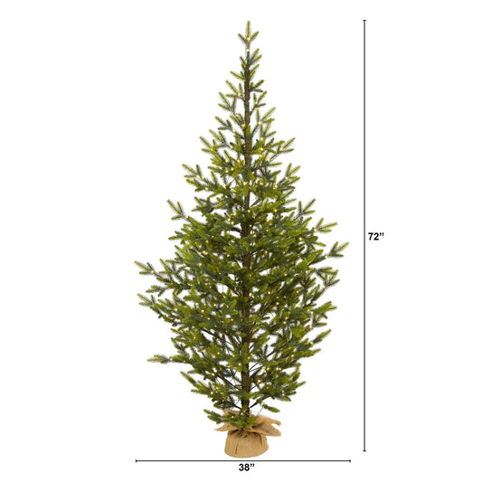 6 ft Fraser Fir Natural Look artificial Christmas Tree by Nearly Natural with burlap base on Tampa Home & Garden Store