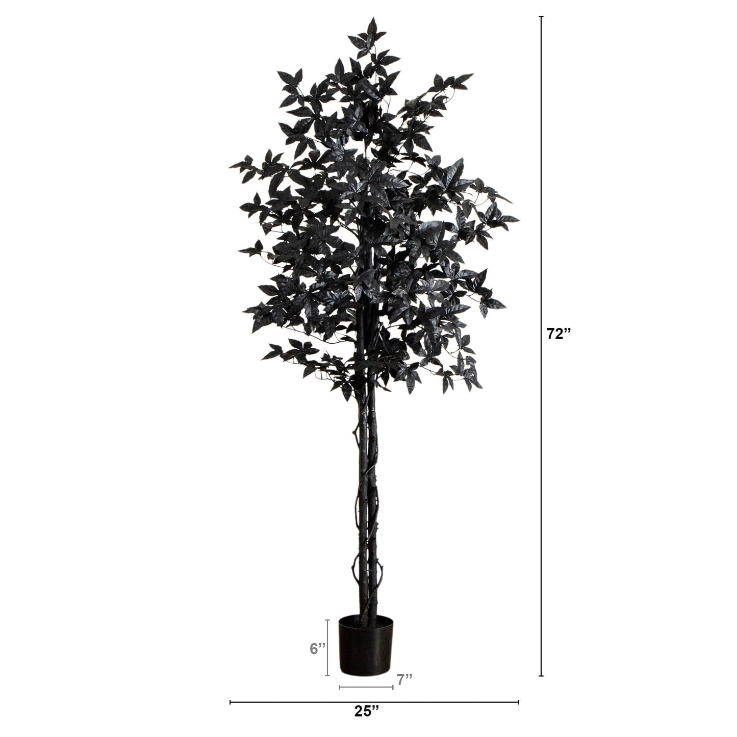 6' Artificial Halloween Black Maple Tree with Natural Trunk, Nearly Natural black leaves in pot on Tampa Home & Garden Store