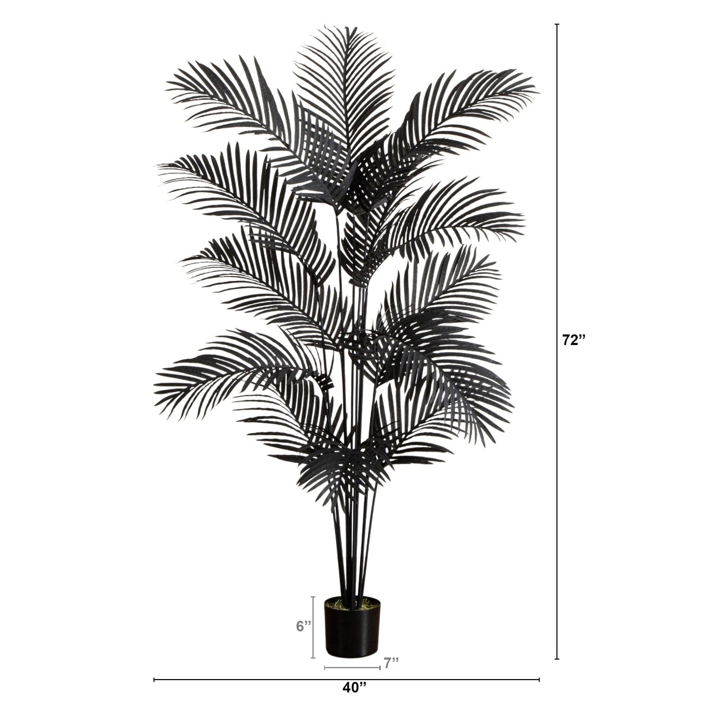 6' Artificial Black Paradise Palm Tree by Nearly Natural with black fronds in planter on Tampa Home & Garden Store