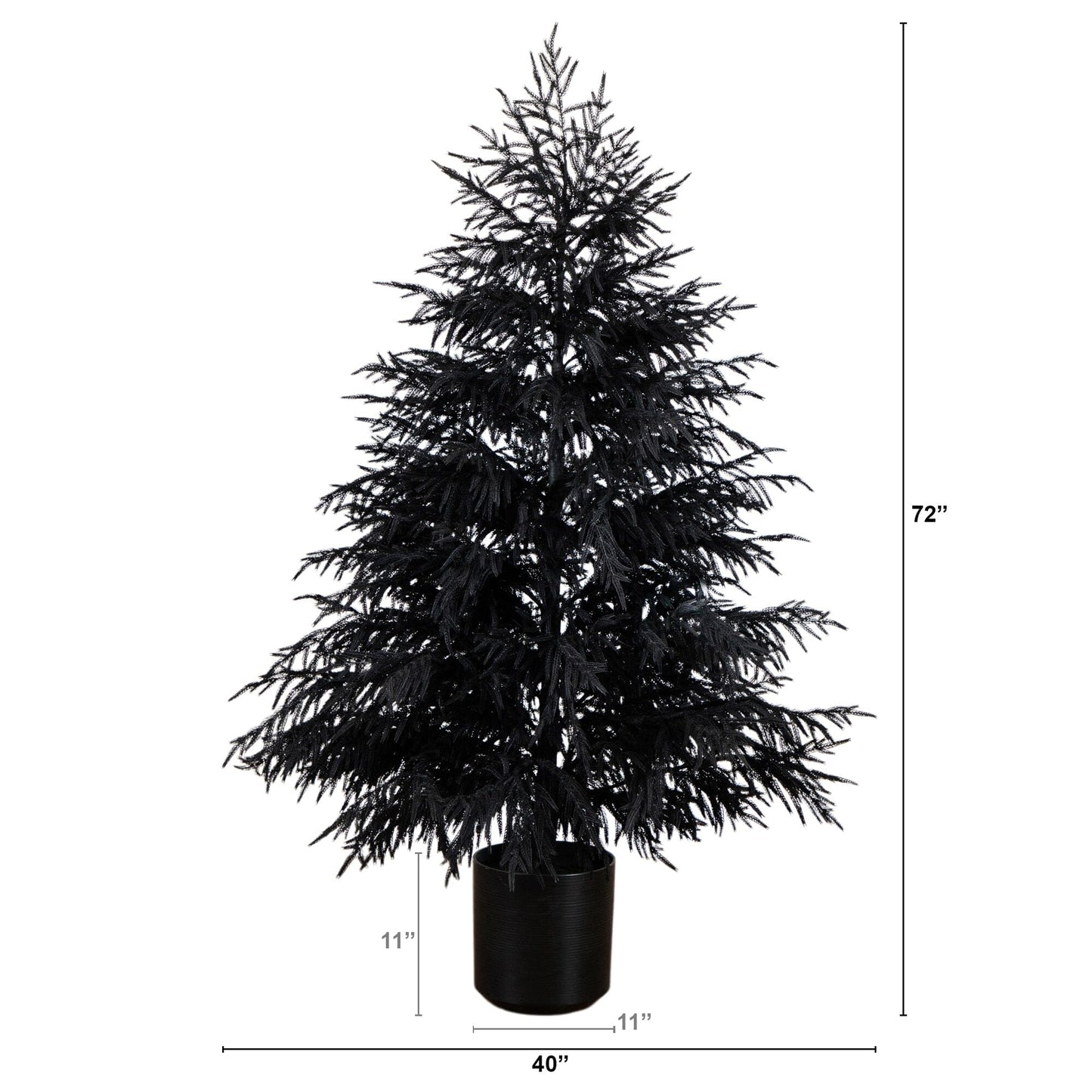 Artificial Christmas Tree Nearly Natural 6 ft Black Real Touch Norfolk Pine in black pot with natural look on Tampa Home & Garden Store