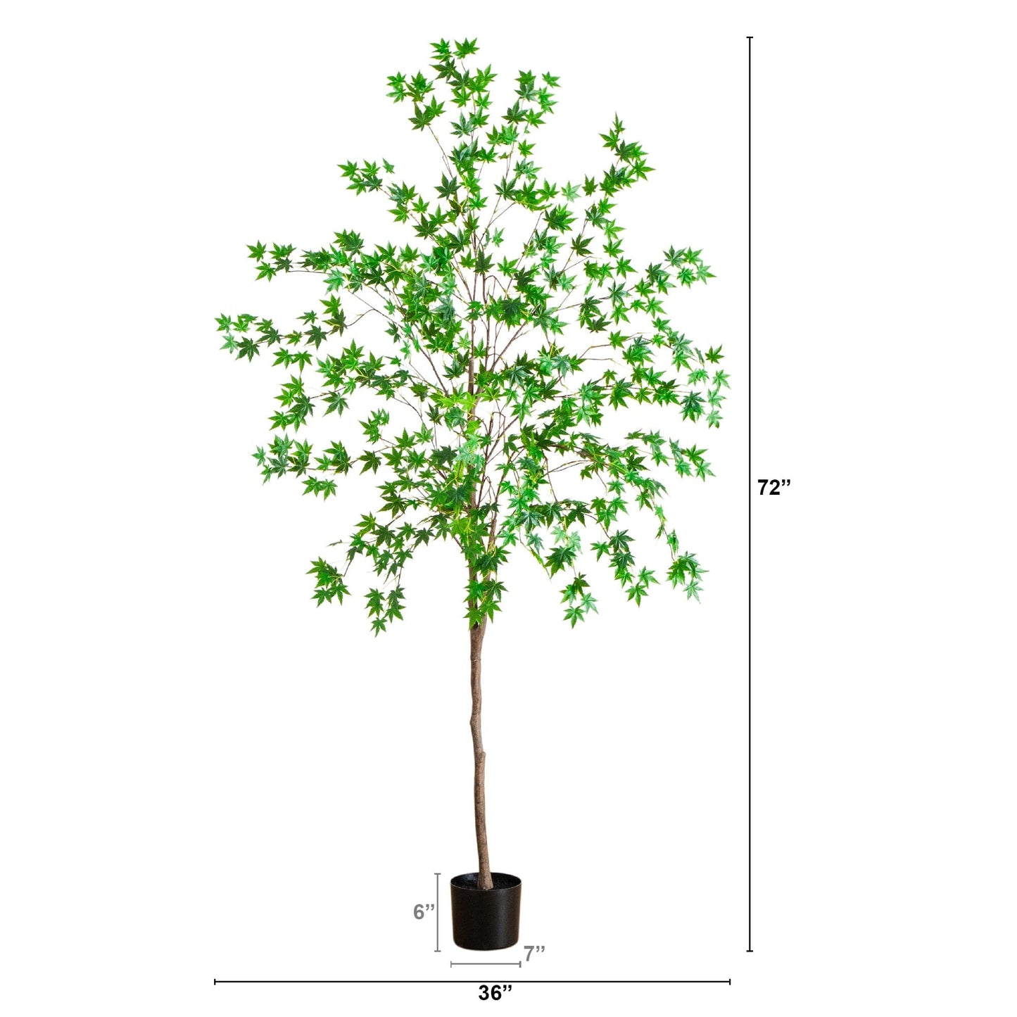 6' Artificial Maple Tree Nearly Natural in black planter with lush green leaves on Tampa Home & Garden Store