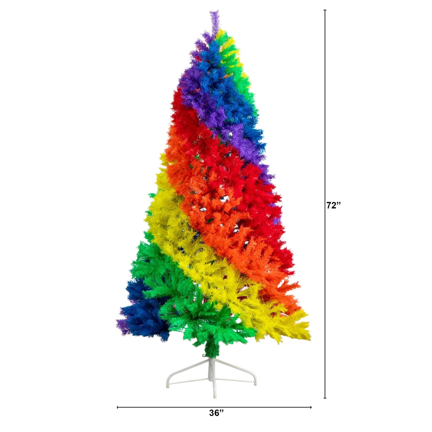 6 ft artificial rainbow Christmas tree by Nearly Natural on metal stand on Tampa Home & Garden Store