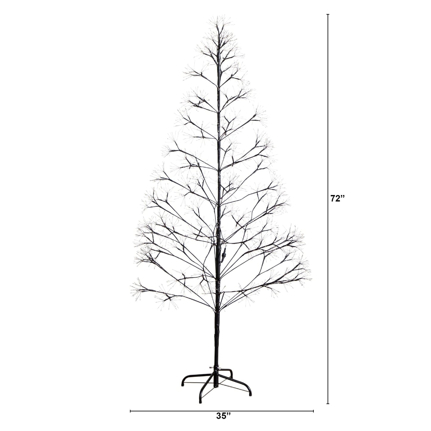 Nearly Natural 6 ft pre-lit black starburst Halloween tree with 1680 fairy warm white LEDs on Tampa Home & Garden Store