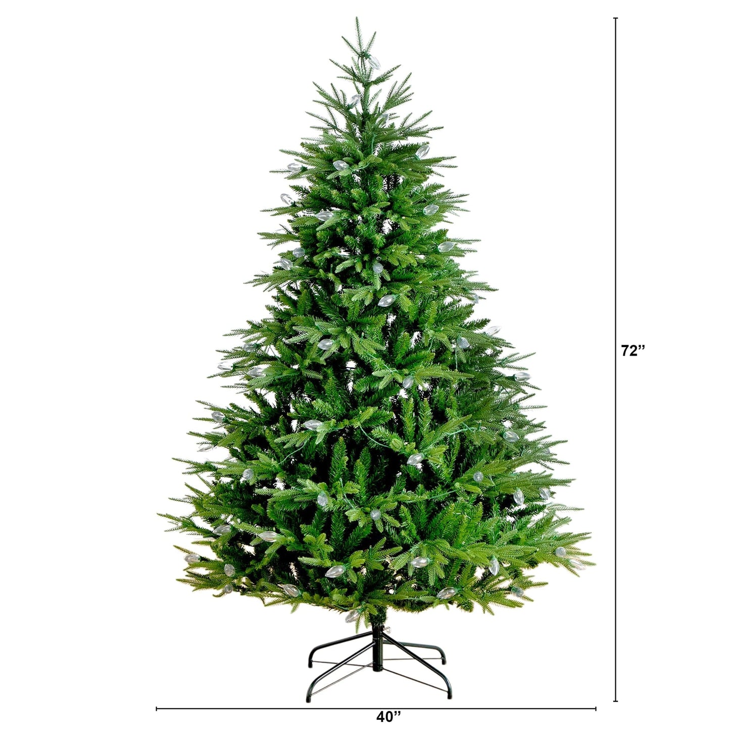 6' Luxembourg Pine Christmas Tree with 250 multicolored LED lights on metal stand on Tampa Home & Garden Store