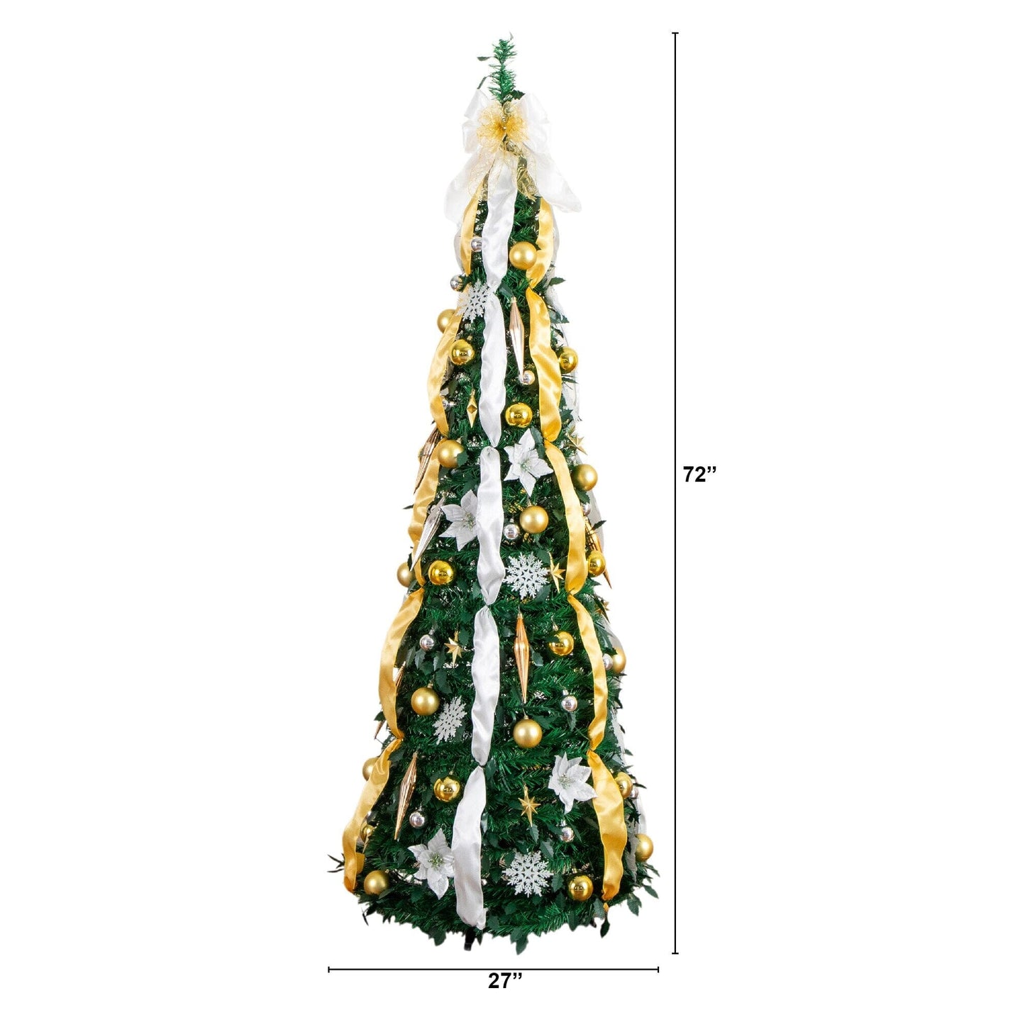 6ft pre-lit pop-up Christmas tree by Nearly Natural with gold and silver ornaments and LED on Tampa Home & Garden Store