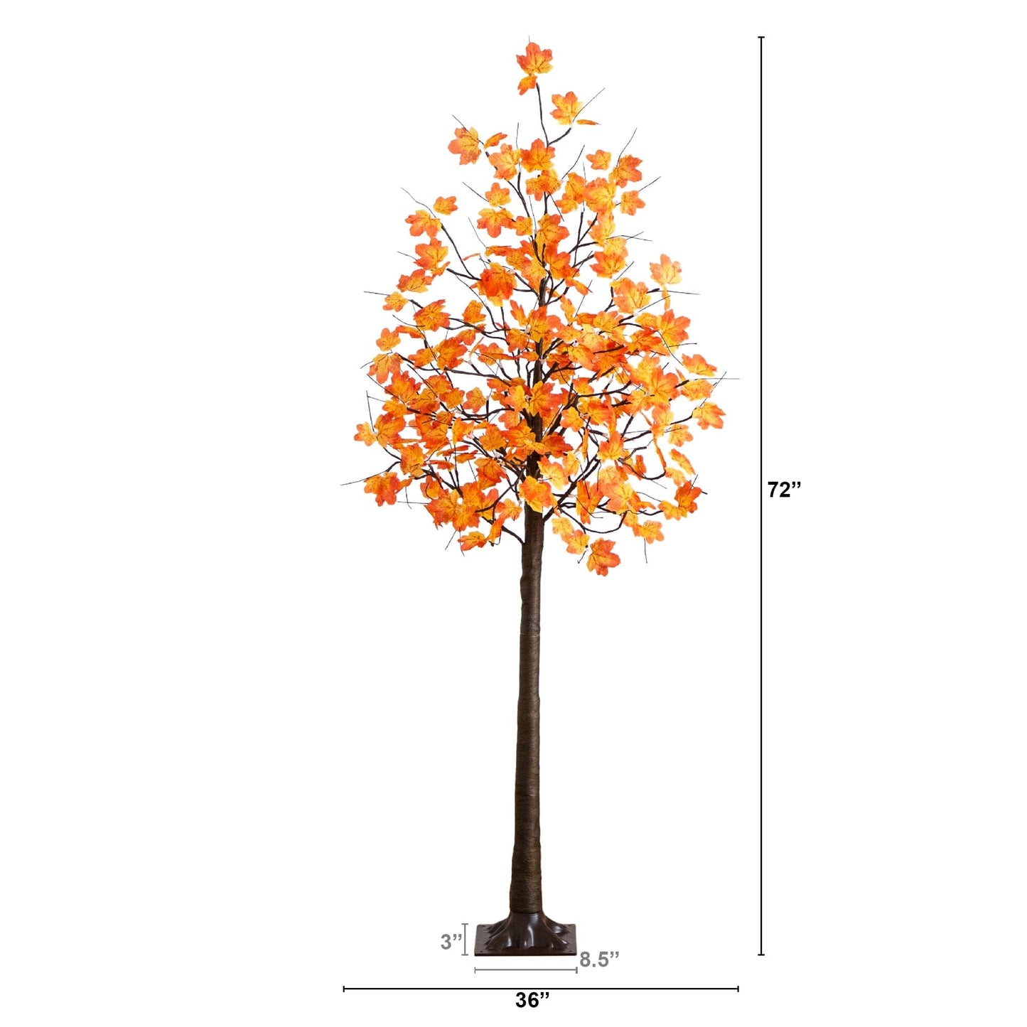 6' Nearly Natural Pre-Lit Autumn Maple Tree with 120 warm white LEDs, orange leaves on Tampa Home & Garden Store