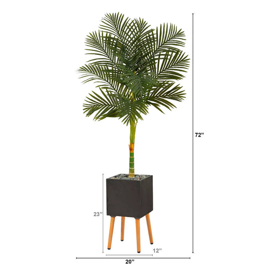 Golden Cane Palm Tree in Black Planter with Stand Nearly Natural artificial palm on Tampa Home & Garden Store