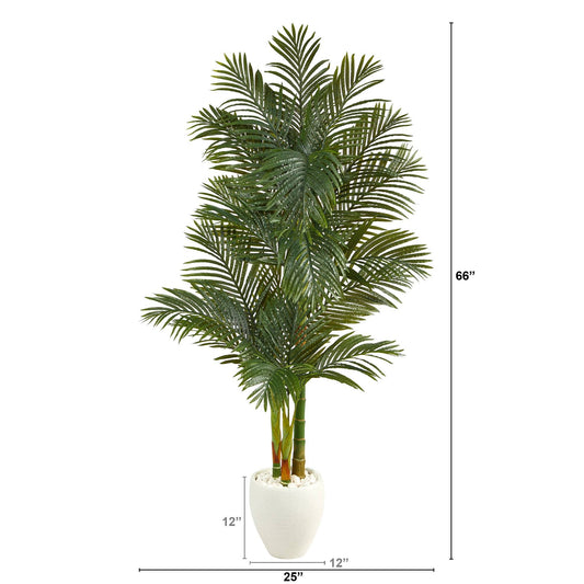 6’ Golden Cane Artificial Palm Tree in White Planter - Tampa Home & Garden Store