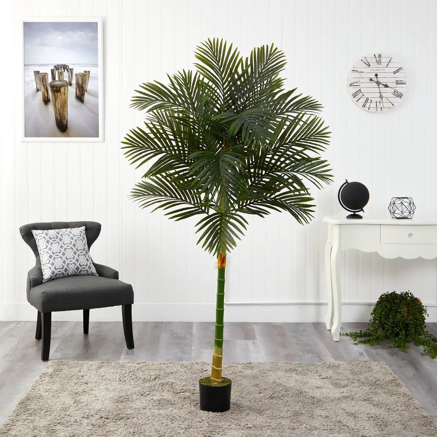 Golden Cane artificial palm tree, 6 ft tall with segmented trunk and lush fronds in a pot on Tampa Home & Garden Store