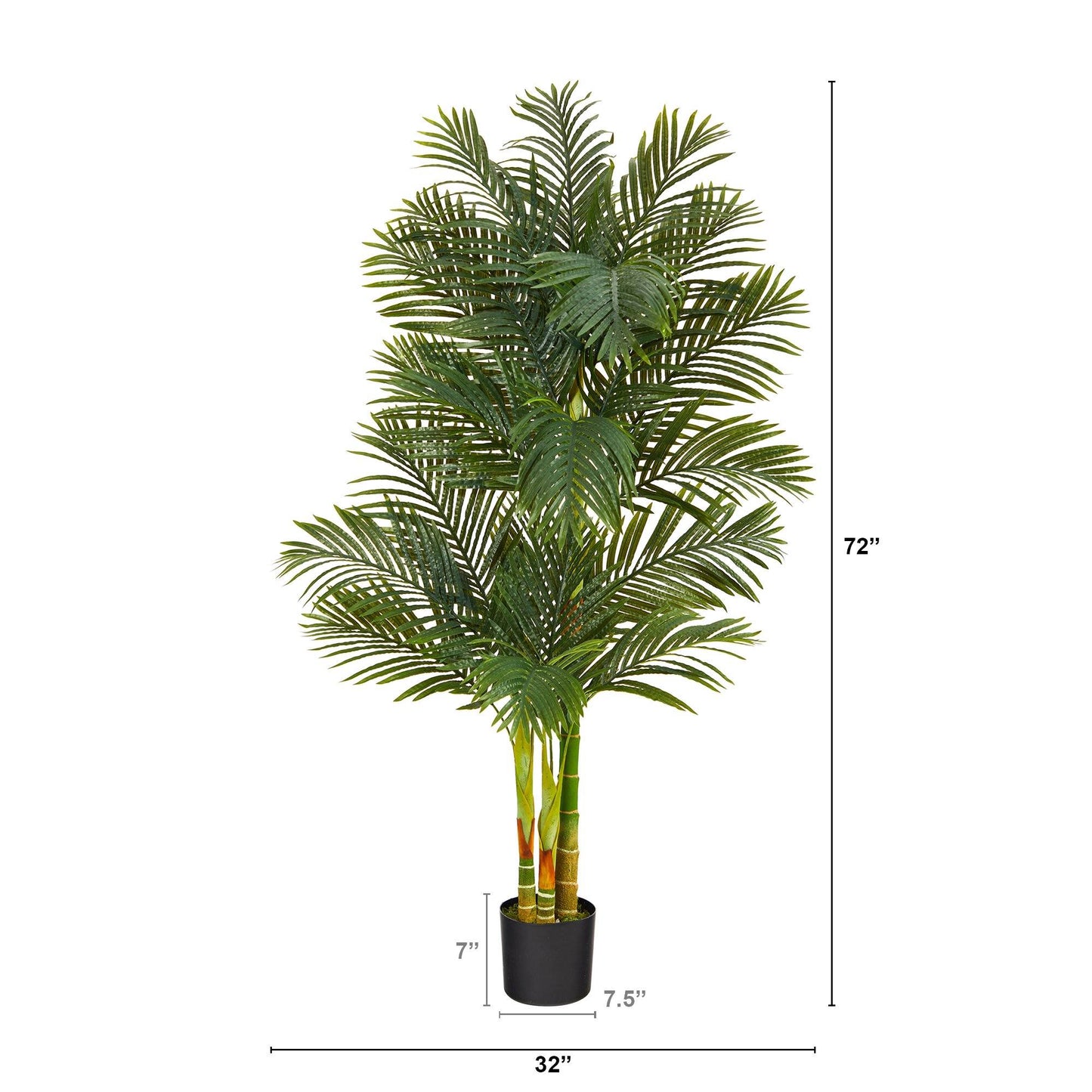 6’ Triple Stalk Golden Cane Artificial Palm Tree - Tampa Home & Garden Store