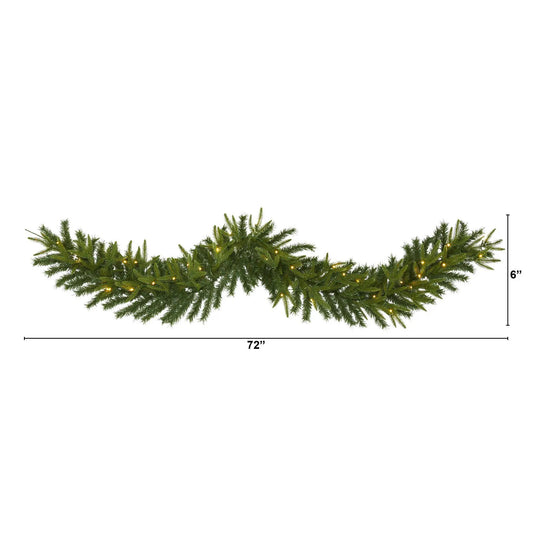 6 ft green pine garland with 35 LED lights by Nearly Natural on Tampa Home & Garden Store