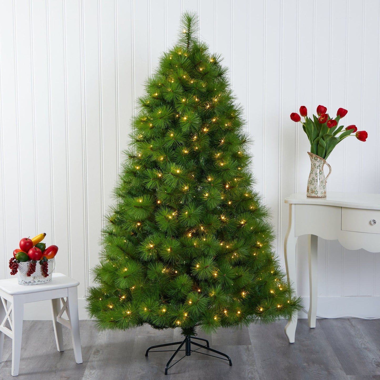 Nearly Natural 6-ft green Scotch Pine artificial Christmas tree with 300 clear LED lights on Tampa Home & Garden Store