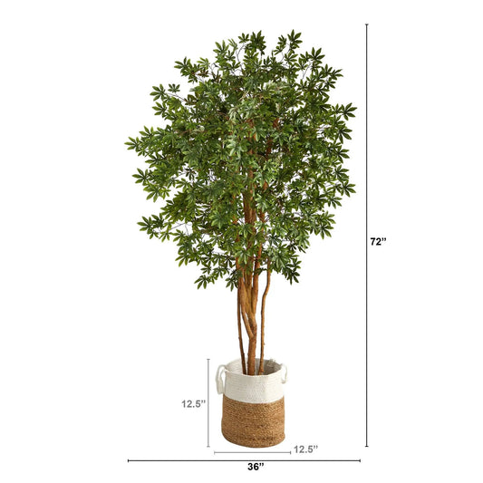 Japanese Maple artificial tree by Nearly Natural with leaves in a jute planter, 6 ft tall on Tampa Home & Garden Store