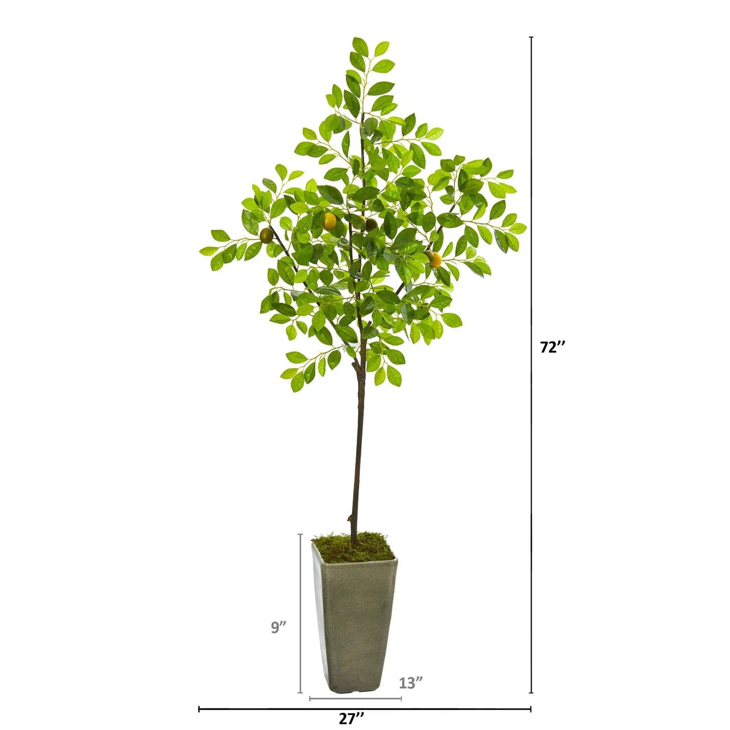 6’ Lemon Artificial Tree in Olive Green Planter - Tampa Home & Garden Store