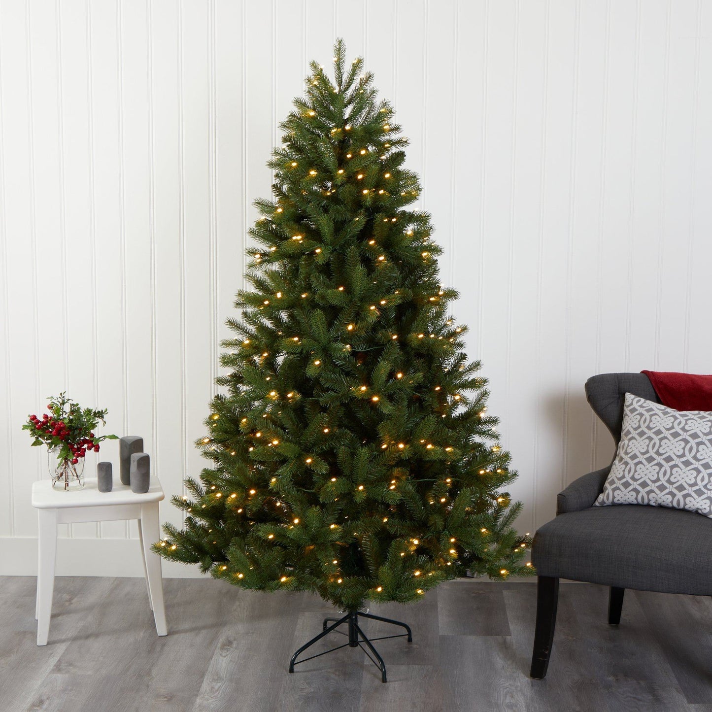 6 ft New Haven Spruce artificial Christmas tree with warm white LEDs by Nearly Natural on Tampa Home & Garden Store