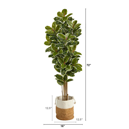 Oak artificial tree with variegated green leaves in a natural jute planter Nearly Natural on Tampa Home & Garden Store