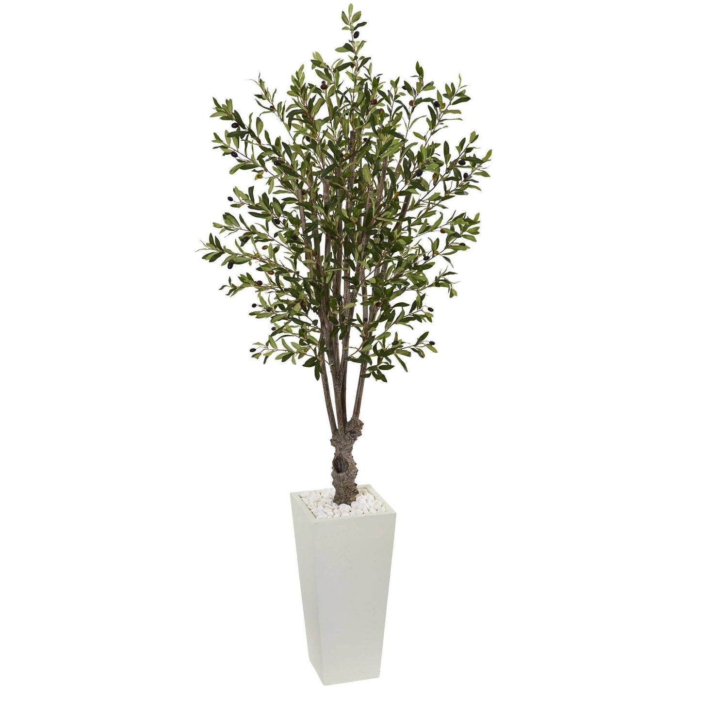 Olivo artificial de 1,8 m en macetero blanco tipo torre